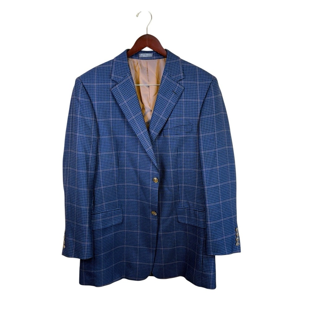 Arnold Brant 44L  Mens 100% Cashmere Sport Coat Suite Jacket Blue EUC